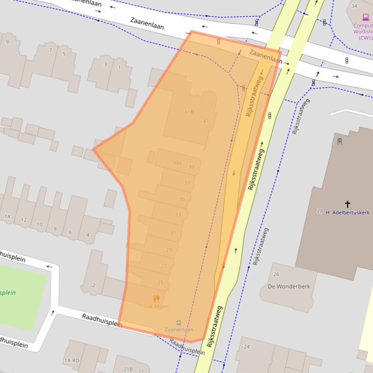 Kaart van postcodegebied 2023HB.