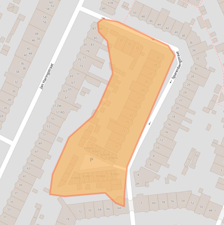 Kaart van postcodegebied 2023JV.