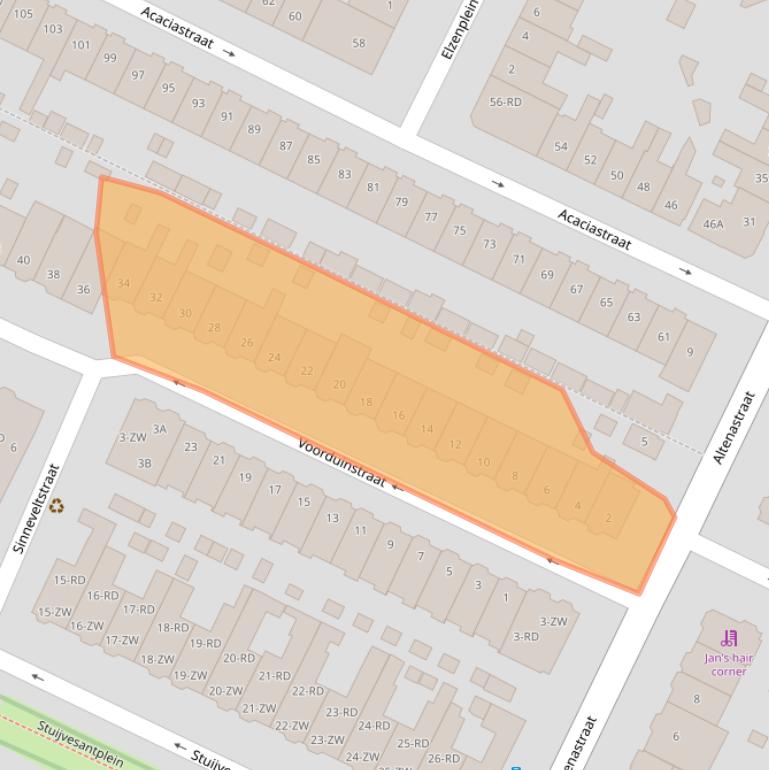 Kaart van postcodegebied 2023PD.
