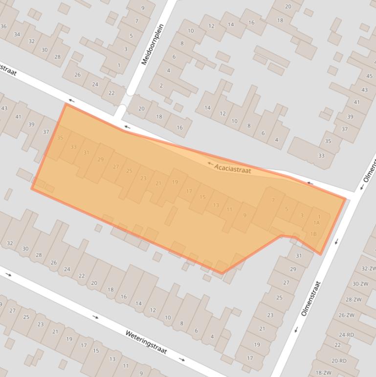 Kaart van postcodegebied 2023PG.