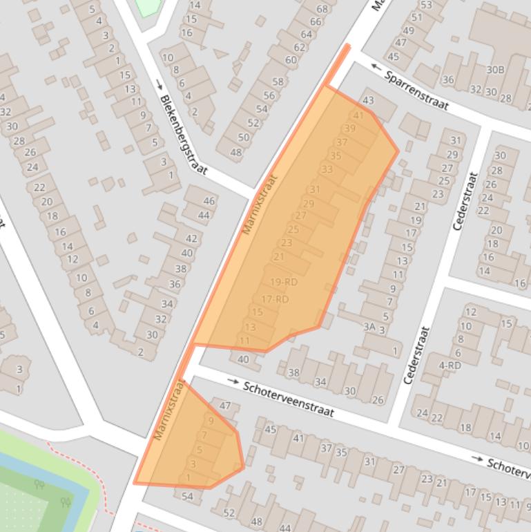 Kaart van postcodegebied 2023RA.