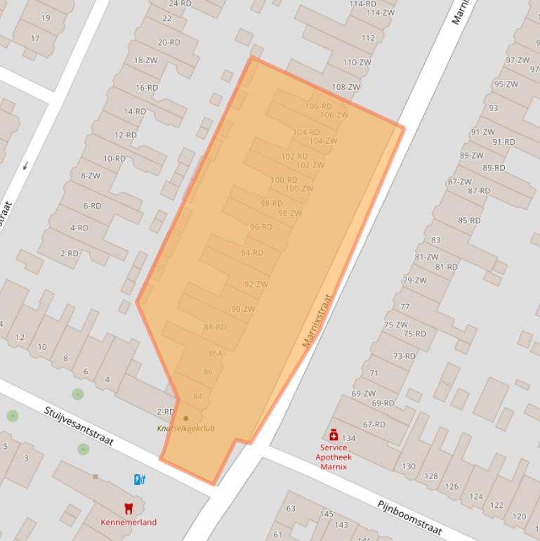 Kaart van postcodegebied 2023RH.