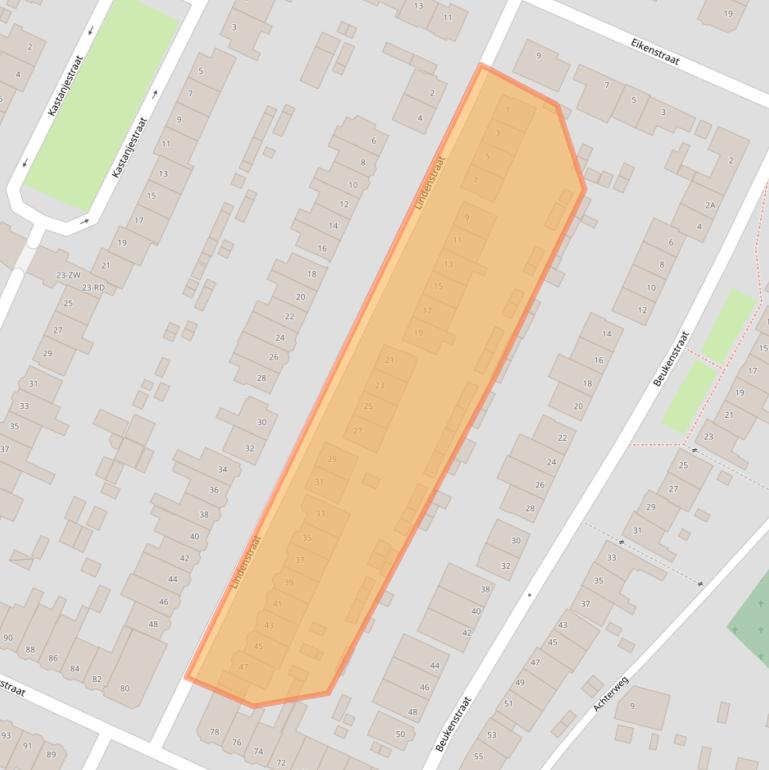 Kaart van postcodegebied 2023TC.