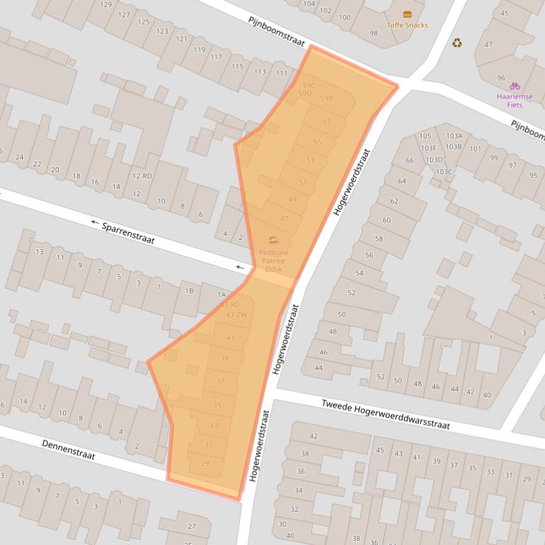Kaart van postcodegebied 2023VB.