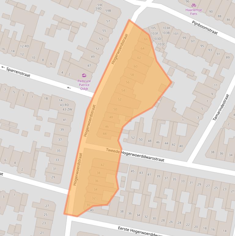Kaart van postcodegebied 2023VD.