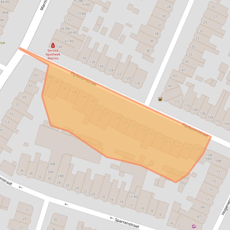 Kaart van postcodegebied 2023VR.