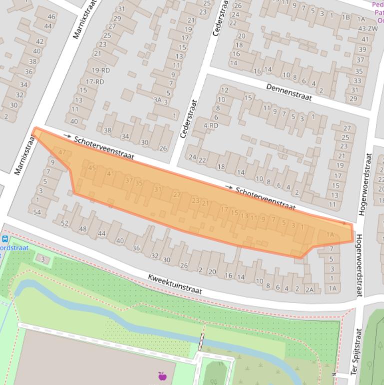 Kaart van postcodegebied 2023WN.