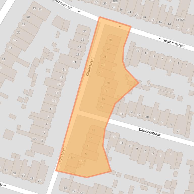 Kaart van postcodegebied 2023WS.