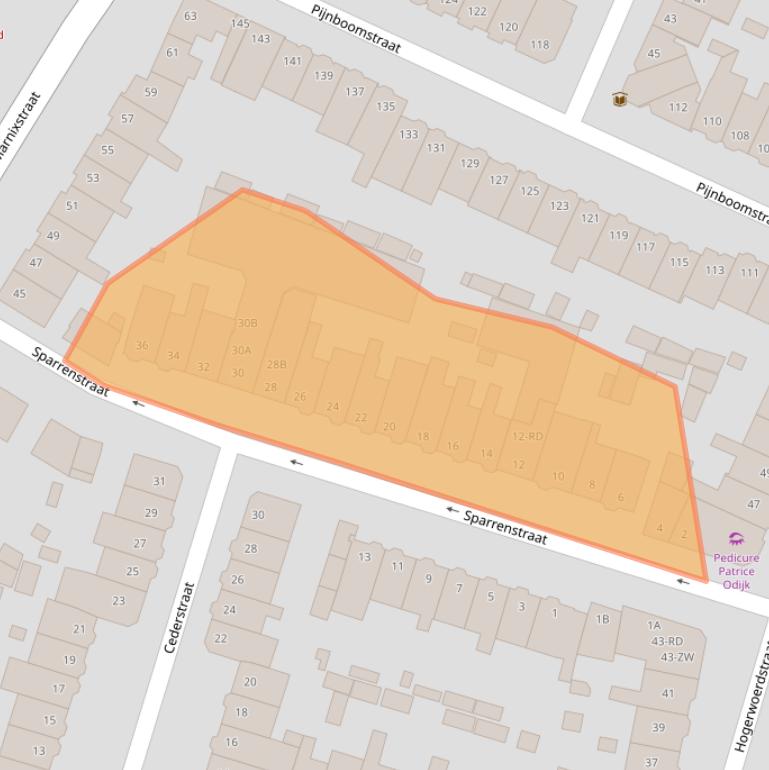 Kaart van postcodegebied 2023WX.