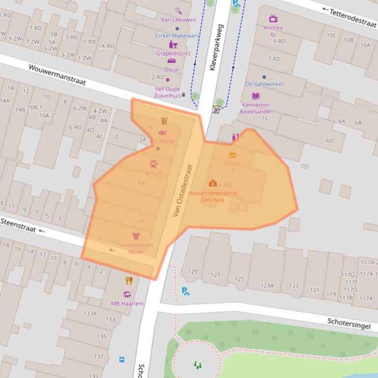 Kaart van postcodegebied 2023XA.