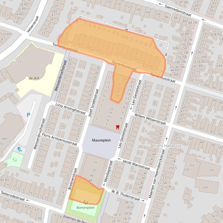 Kaart van postcodegebied 2023XX.