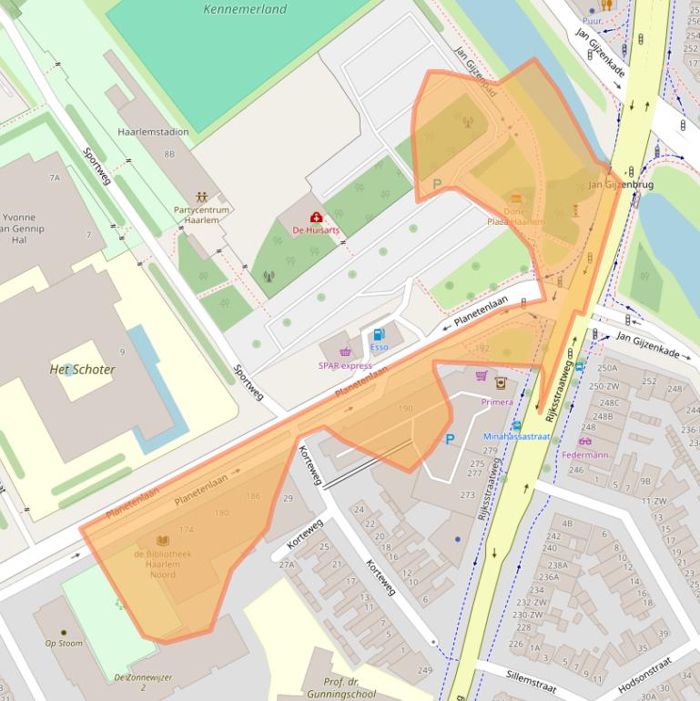 Kaart van postcodegebied 2024EX.