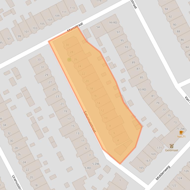 Kaart van postcodegebied 2024GJ.