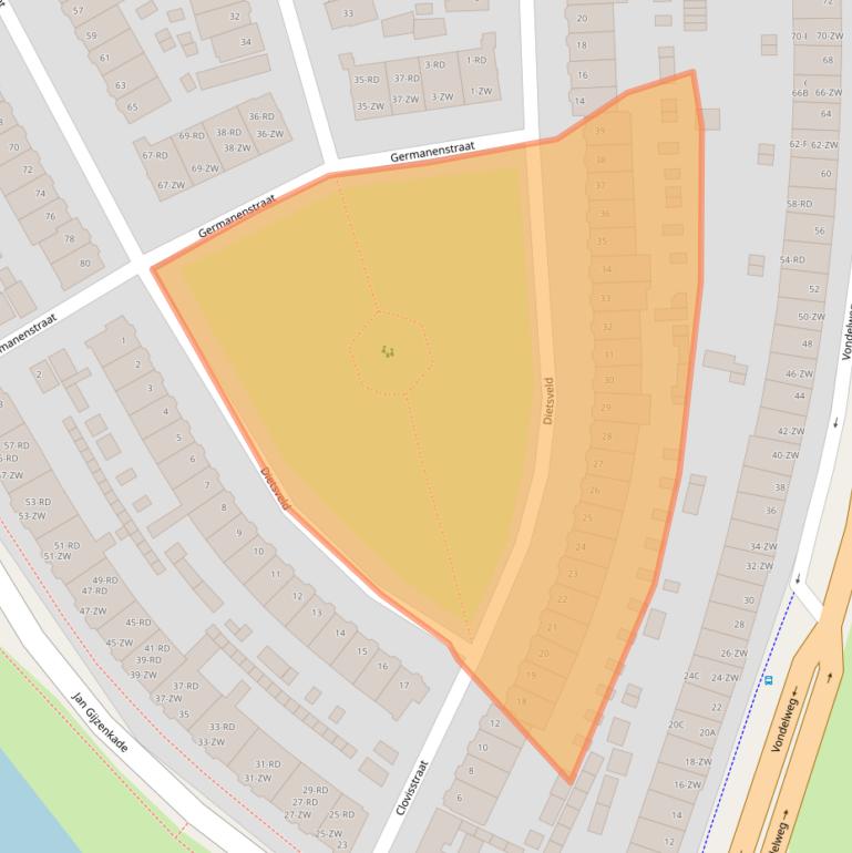 Kaart van postcodegebied 2025BH.