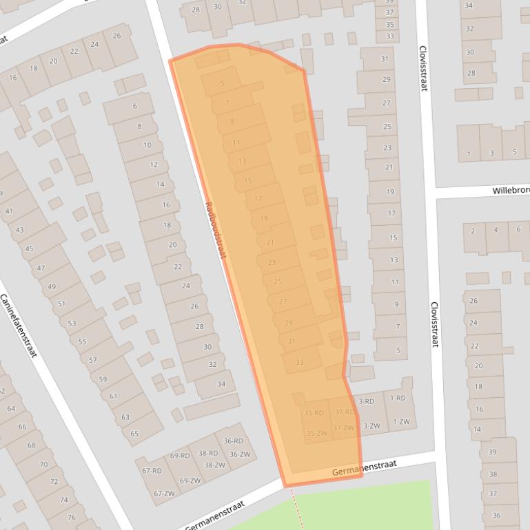 Kaart van postcodegebied 2025BJ.