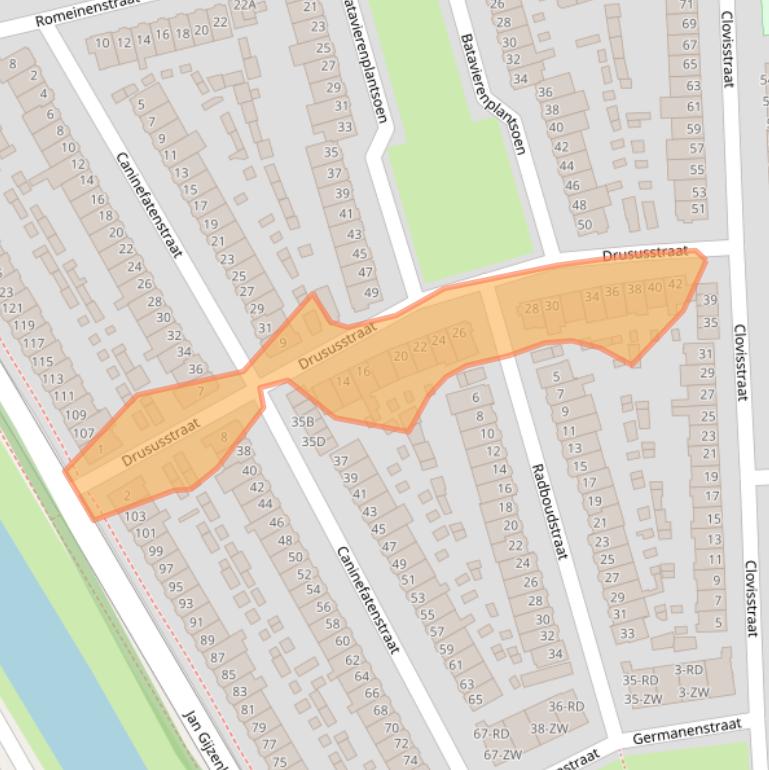 Kaart van postcodegebied 2025BS.
