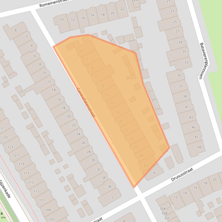 Kaart van postcodegebied 2025CA.
