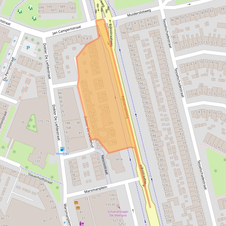 Kaart van postcodegebied 2025DG.