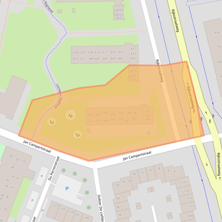 Kaart van postcodegebied 2025DH.