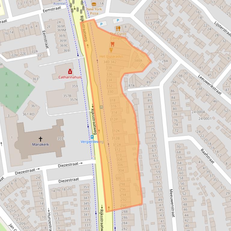 Kaart van postcodegebied 2025DP.