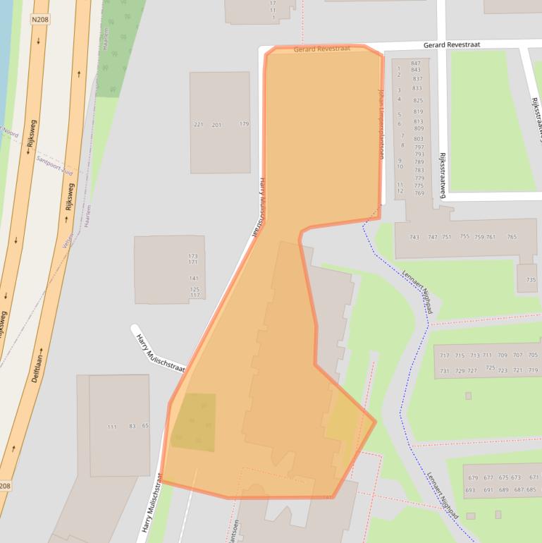Kaart van postcodegebied 2025EL.