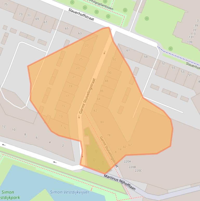 Kaart van postcodegebied 2025GP.