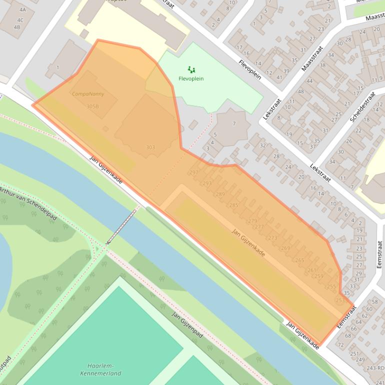 Kaart van postcodegebied 2025MC.