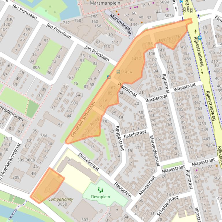 Kaart van postcodegebied 2025NA.
