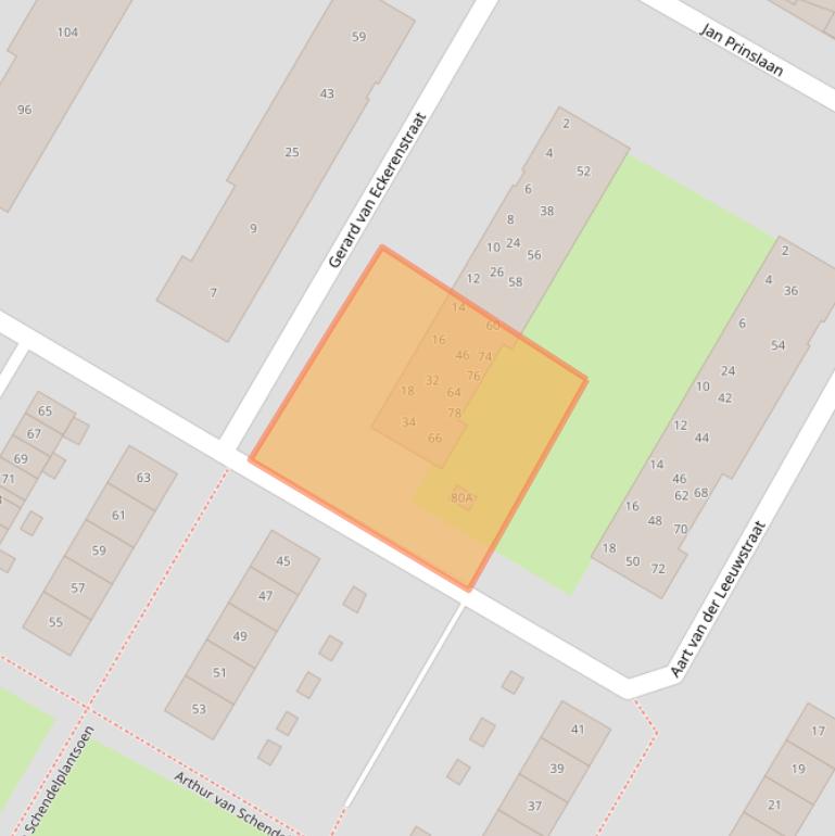 Kaart van postcodegebied 2025NJ.