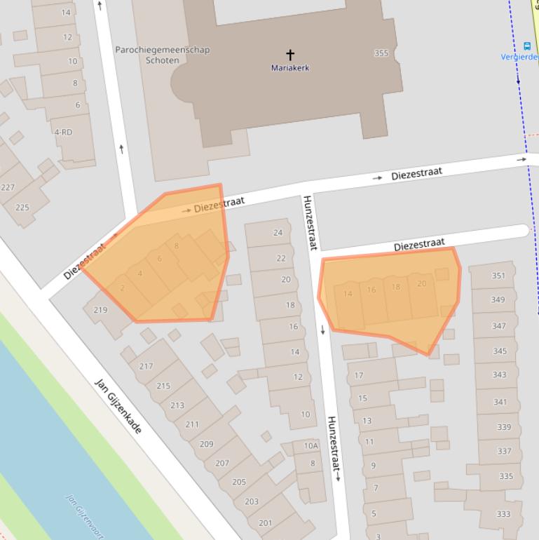 Kaart van postcodegebied 2025RB.