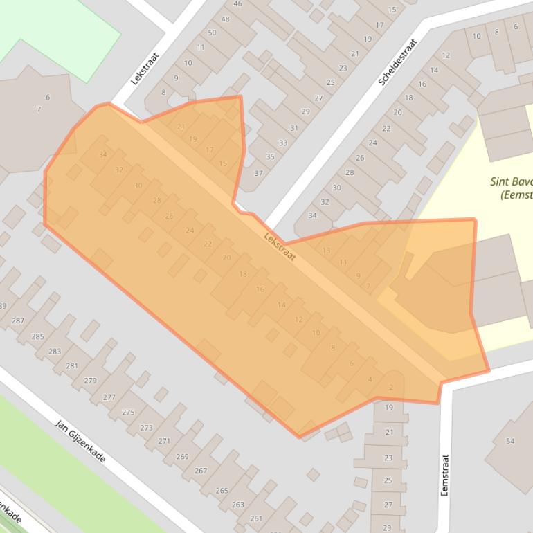 Kaart van postcodegebied 2025RG.