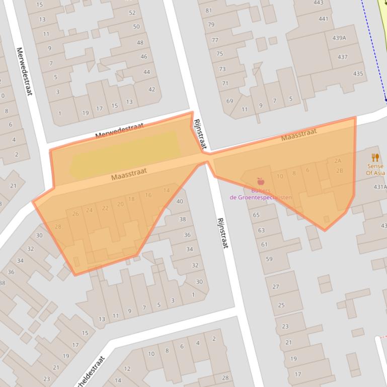 Kaart van postcodegebied 2025RL.