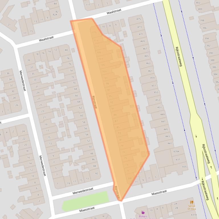 Kaart van postcodegebied 2025RP.