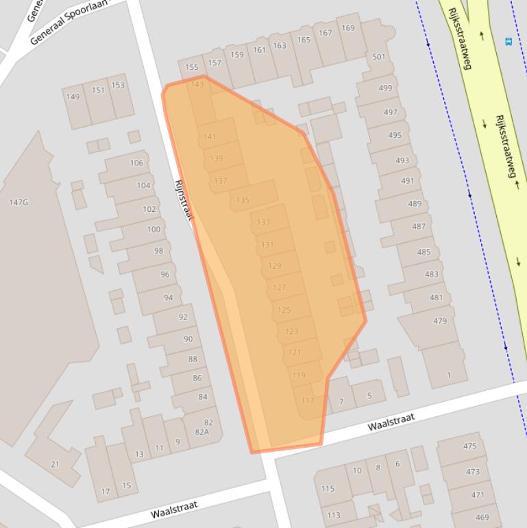 Kaart van postcodegebied 2025RR.