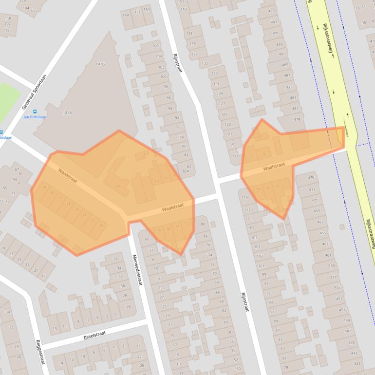 Kaart van postcodegebied 2025RV.