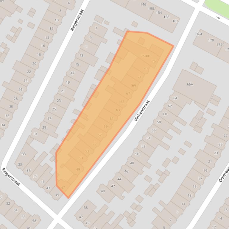 Kaart van postcodegebied 2025VT.