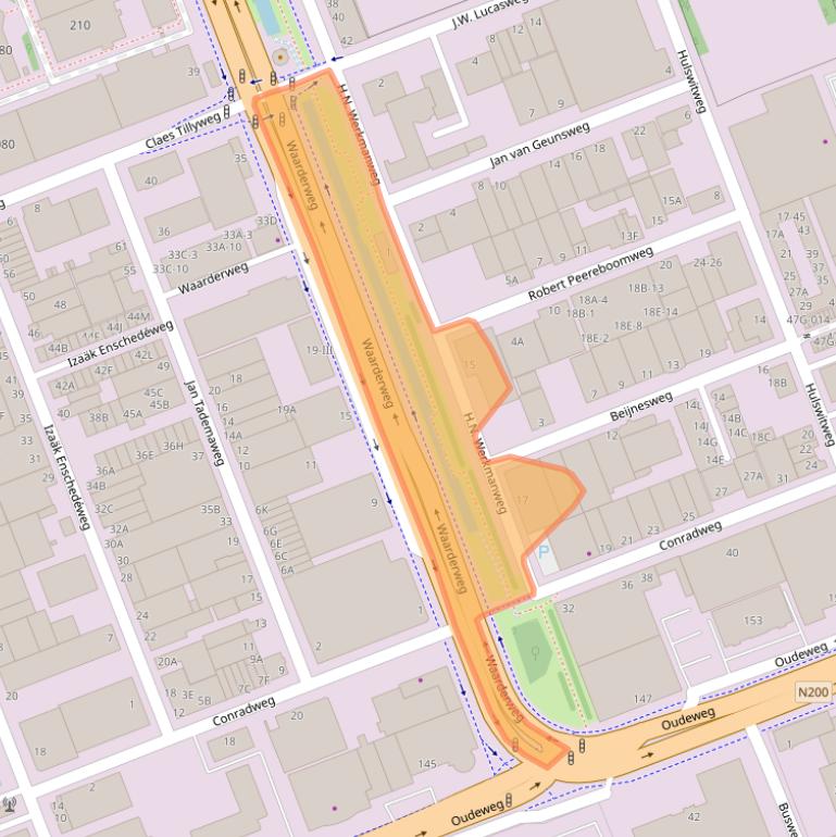 Kaart van postcodegebied 2031BA.