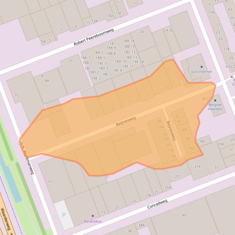 Kaart van postcodegebied 2031BB.