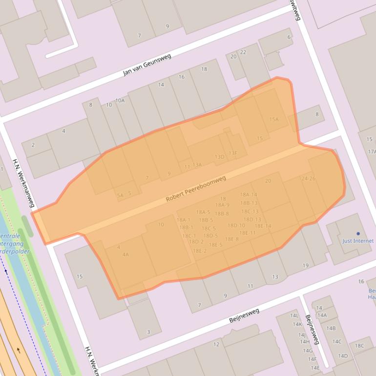 Kaart van postcodegebied 2031BC.