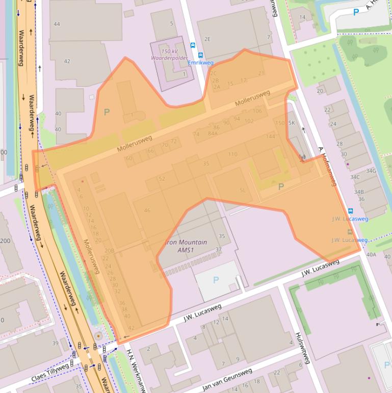 Kaart van postcodegebied 2031BZ.