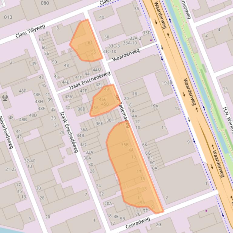 Kaart van postcodegebied 2031CT.