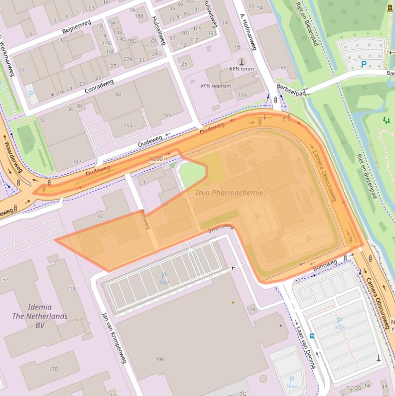 Kaart van postcodegebied 2031GA.