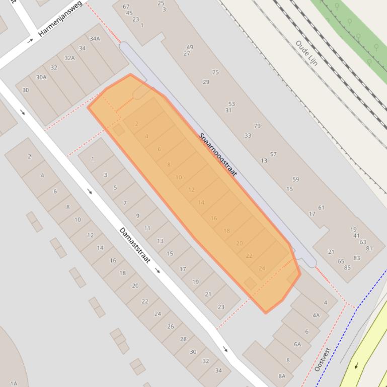 Kaart van postcodegebied 2031WD.
