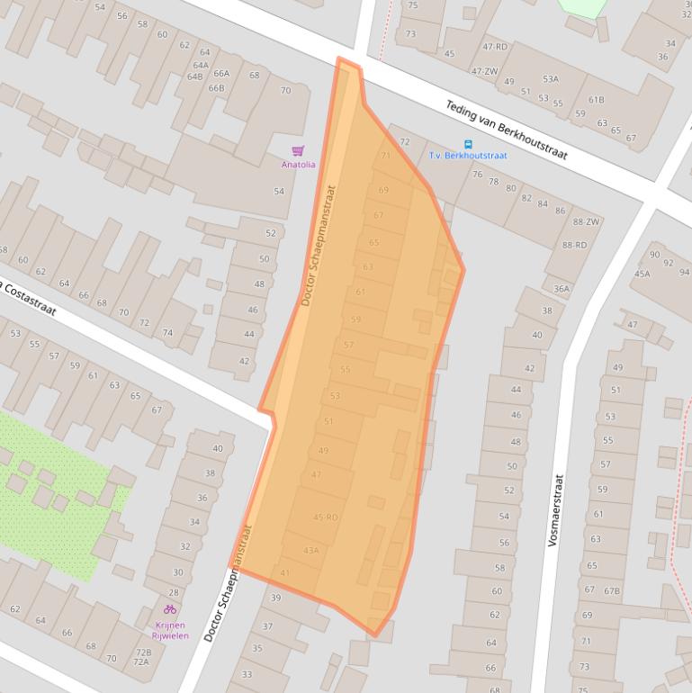 Kaart van postcodegebied 2032GC.