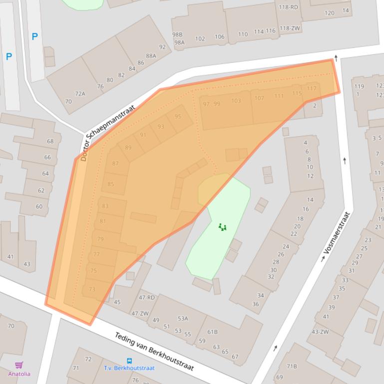 Kaart van postcodegebied 2032GD.