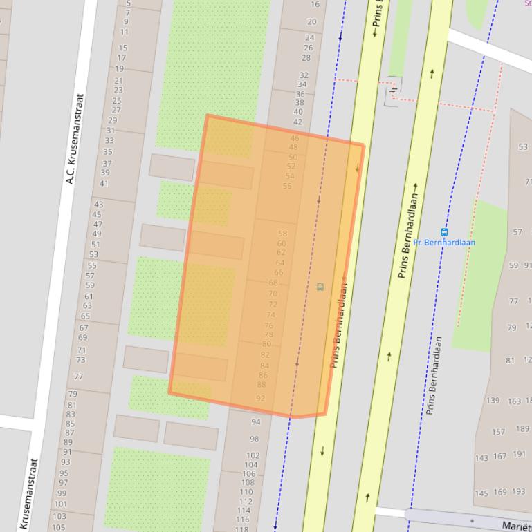 Kaart van postcodegebied 2032HB.