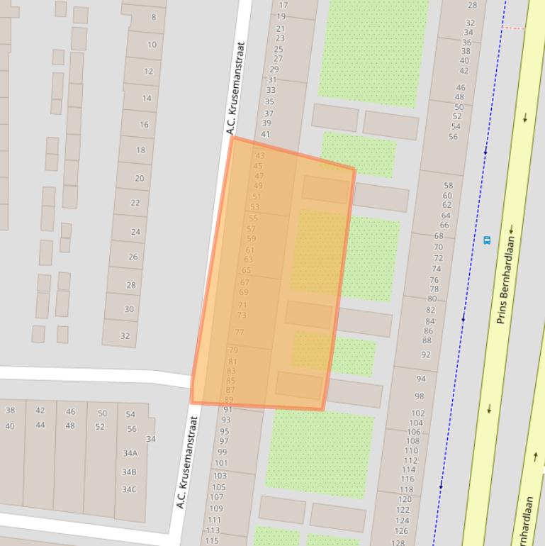 Kaart van postcodegebied 2032HE.