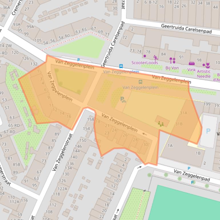 Kaart van postcodegebied 2032KA.