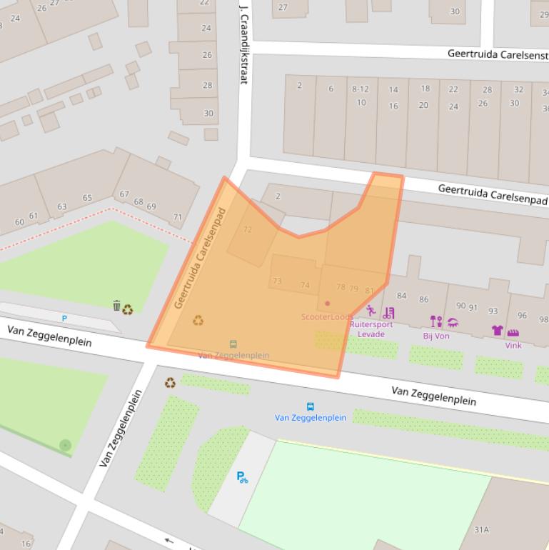 Kaart van postcodegebied 2032KC.