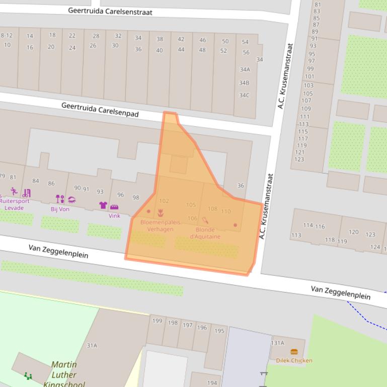 Kaart van postcodegebied 2032KE.